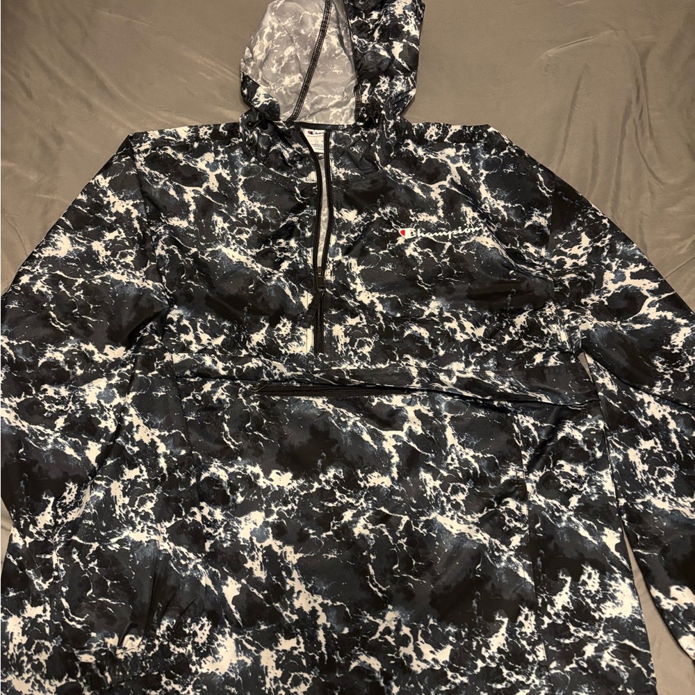 Mens Champion Hooded Windbreaker Jacket Size Large Camo